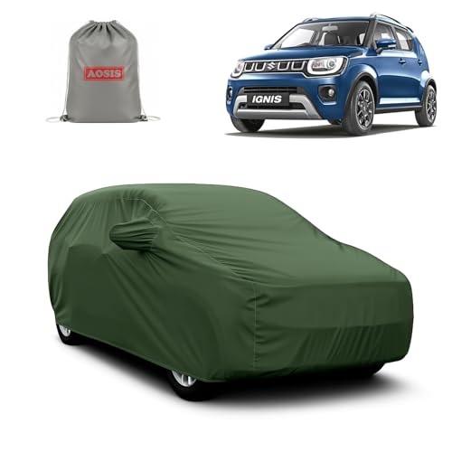 Image of AOSIS 'Waterproof' Car Cover Compatible with Maruti Suzuki Ignis 2015-2025 Year Model 300 GSM Uly Coated Thick Fabric 4X4, Adjustable Belt Buckle, Elastic Grip