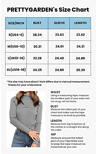 Prettygarden Women’s Turtleneck Knit Sweater Long Sleeve Soft Classic Fit Pullover Tops (Grey, Small, S) #TOP4