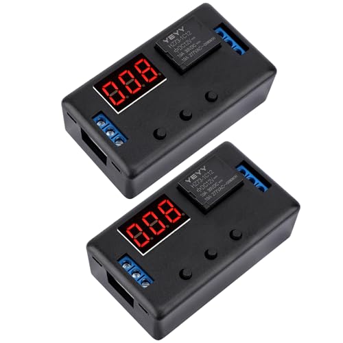 DROK 12V Timer Relay 2pcs LED Display 4-Mode On-Off Automotive Time Delay Relay Electric Delay Timer Switch 0.1s to 999min