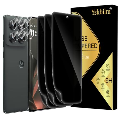 Yskbilm (3+2 Pack) for Motorola Moto Edge 2025 Privacy Screen Protector 3 Pack Screen Protector + 2 Pack Camera Protection Flexible TPU Film(Not Tempered Glass) [3D Touch][Bubble-Free][Anti-Scratch]