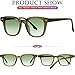 AIEYEZO Square Sunglasses for Women Men Fashion Sunnies, TR90 Frame Sun Glasses Trendy Retro Shades (Olive Green/Green)