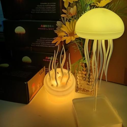 Image of Jellyfish LED Night Light - 7-Color Changing Lamp | ABS Baby Room Decor, Kids Night Lamp with Hanging & Base Night Lamp (Jellyfish)