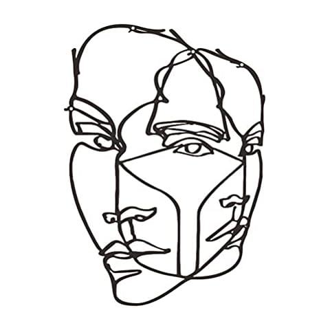 Lubudup Love Line Art, Abstract Line Metal Wall Art Black Metal Wall Decor Outdoor Metal Art Women Face Art Cover