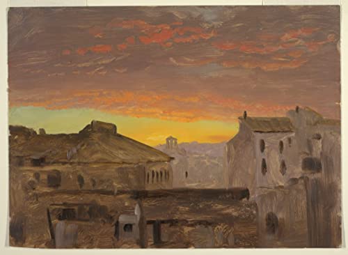 Peinture Poster Impression Tableaux Graffiti Art Mural Toits au Coucher du Soleil