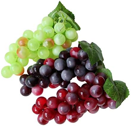 3PCS Artificial Grapes Decorative Fake Grapes Simulation Fruits Table Decoration Fruits Hanging Ornaments Photography Props