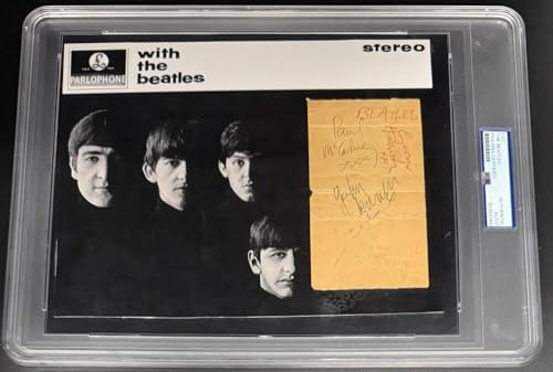 Band Signed Autograph PSA/DNA Custom Display John Lennon Paul McCartney