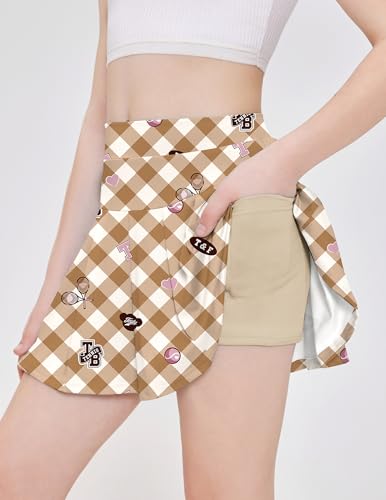 Image of Arshiner Girl's Tennis Skirts with Shorts Athletic Pleated Skirt Workout Performance Skorts with Pockets for Kids 4-13Y
