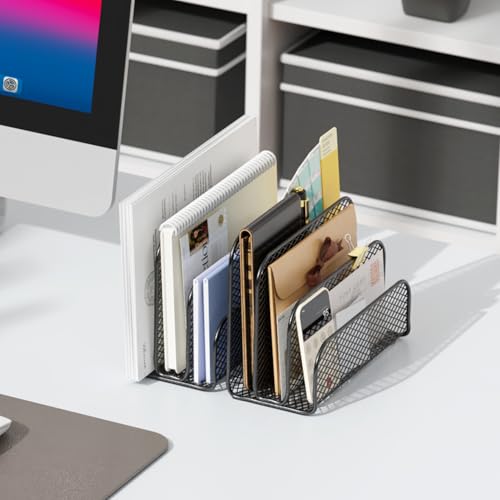 gianotter Mail Organizer Countertop, Metal File Holder with 3-Slot, Bill Organizer for Office Receipts and Letter Paper Storage (Black) - Thumbnail 7