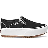 Erhöhte Plattformhöhe Vans Damen Asher Platform ST Sneaker, Canvas Black, 38.5 EU
