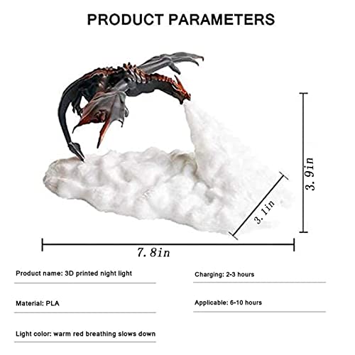 Hgomx Fire Dragon Lamp Light, 3D Printed Night Light Led Moon Light Gift For Boys And Girls Bedroom Kids Room With Usb Rechargeable thumb #1
