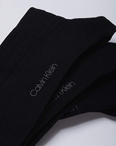 Calvin Klein Men's 3 Pack Cotton Rich Dress Rib Socks, Black, Shoe Size 7 - 12