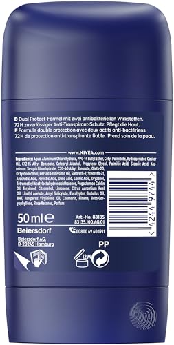 NIVEA MEN Dry Impact Deo Stick, Deostick mit 72h Antitranspirant-Schutz und 2 antibakteriellen Wirkstoffen, pflegendes Deodorant ohne Ethylalkohol (50 ml)