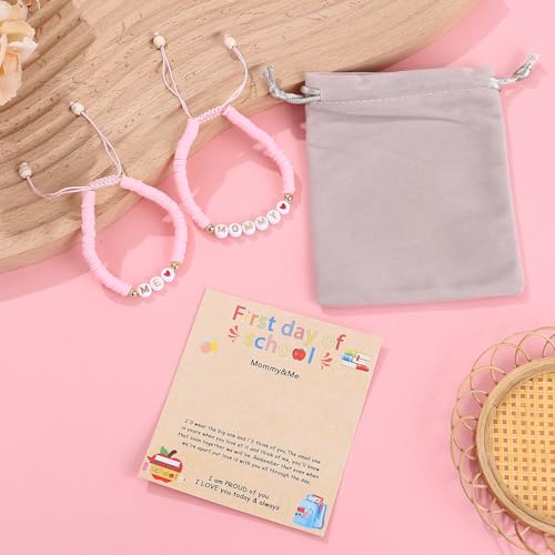 Image of First Day of Preschool Bracelet Back to School Gifts for Kindergarten / Preschool / School Gift Mama and Mini Adjustable Mother Daughter Bracelets as Supplies for Girls to Relieve Study Anxiety