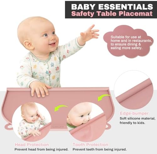 Large Silicone Suction Table Mat, 17" x 12" Thick Placemat with Edge-Bumper, Raised Edge Leakproof, Non-Slip for Kids Toddler Baby Essentials Dinning, Restaurant Eating, Plates, Art, Craft & Painting - 2