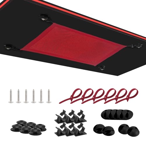 WurdeWindig Cable Management Net Under Desk, Cable Manager Kit,Flexible Under Desk Mesh, PC Cable Organization,Hide Cables For Desktop(Grey, 40 * 28cm).