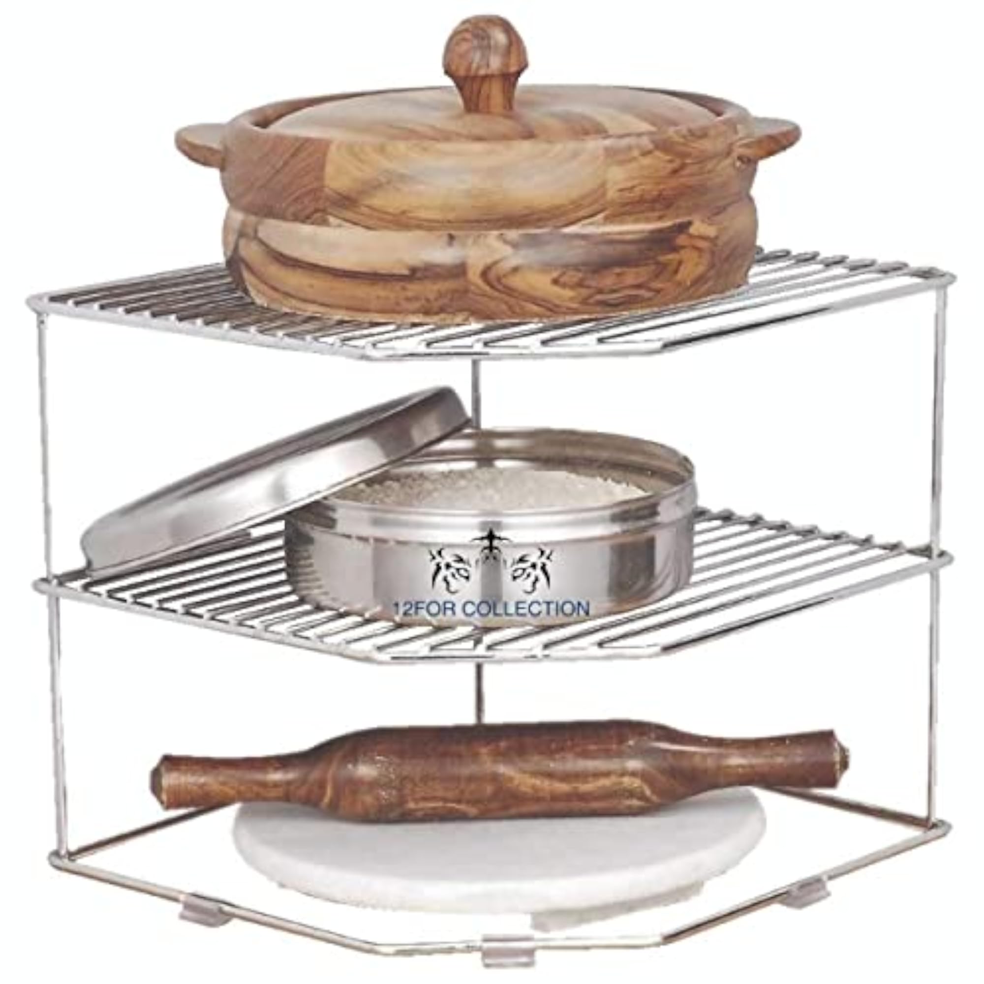 Heavy Stainless Steel 2-Layer Corner Storage Rack