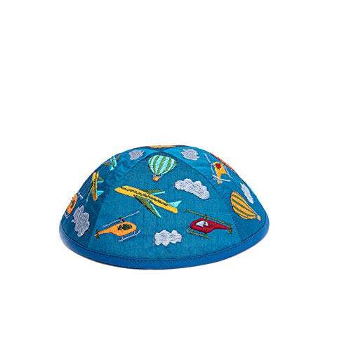 EMANUEL Yair Kippah for Kids Multi-Colored Embroidered Airplains Children Yarmulke2