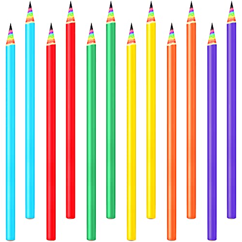 30 Pieces Eco-friendly Rainbow Pencils Colorful Sharpened Pencils Rainbow Colored Pencils for Kids Multi-color Graphite Pencils Rainbow School Supplies for Student Writing and Drawing