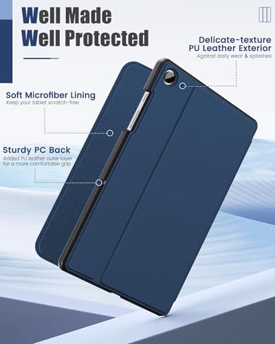 Image of MoKo Case for Samsung Galaxy Tab A9 Plus 11-Inch 2023, Multi-Angle Viewing Slim Hard Back Shell Protective Cover Case with Auto Wake /Sleep for Galaxy Tab A9+ Tablet SM-X210 /SM-X216 /SM-X218, Navy Blue