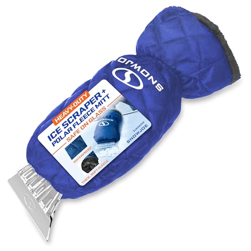 Snow Joe SJEG02M Polar Fleece Lined Mitt with Built-in Heavy-Duty Ice Scraper, Waterproof