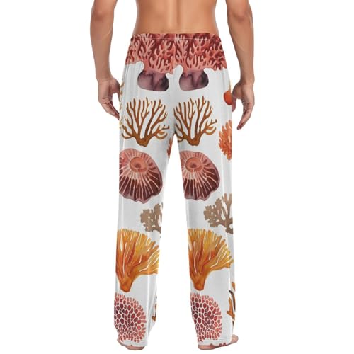 Men's Pajama Pants Cute Sea Corals Sleep Pajama Lounge Pant with Pockets, Elastic Waistband2