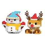 YOFDAL 2 Pezzi Giocattoli a Blocchi da Costruzione, Pupazzo di neve Natalizio e alce, Set di Gioco Interattivo da Costruire, Regali di Natale per Ragazzi e Ragazze