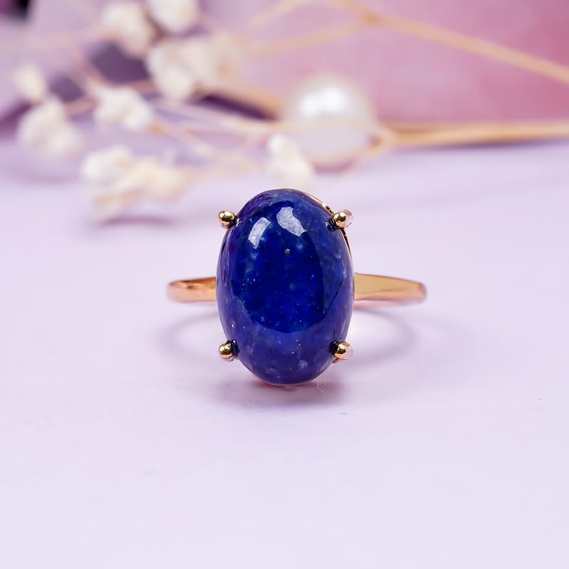 Bague lapis-lazuli argent 925 anti-allergie, bague femme ovale durable