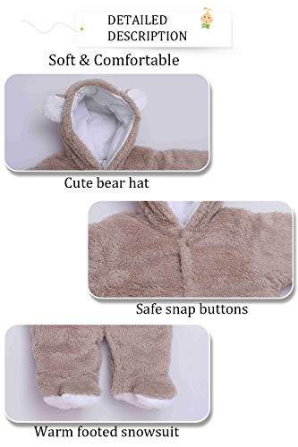Xmwealthy ICECHO146-KHAKI-66 Unisex Baby Clothes Winter Coats Cute Newborn Infant Jumpsuit Snowsuit Bodysuits Baby Gifts Girl Boy Khaki M thumb #4