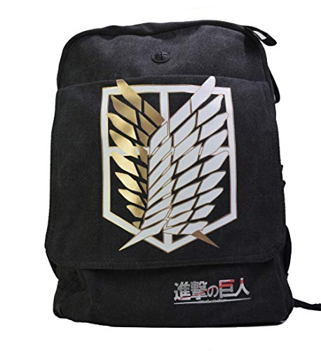 Anime Domain Mochila de Attack On Titan con Firmar de Scout Regiment  Color: negro