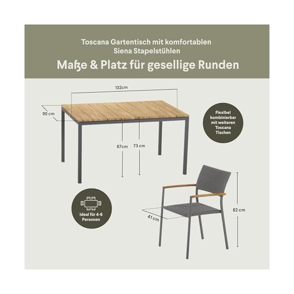 Mandalay Toscana Gartenmöbel-Set Teak Anthrazit