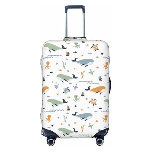 Travel Luggage Cover - Sea Creatures A Washable Suitcase Covers Protector Fits 18-32 Inch Luggage
