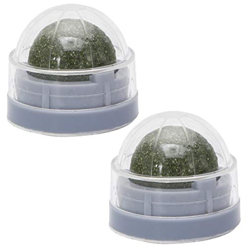 Balacoo Bola de Erva de Gato 2 peças Rotativa para Montagem de Parede Catnip Ball Brinquedos Interat