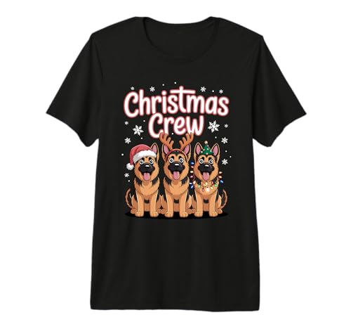 Christmas Crew Xmas GSD Dog Funny Christmas German Shepherd Premium T-Shirt