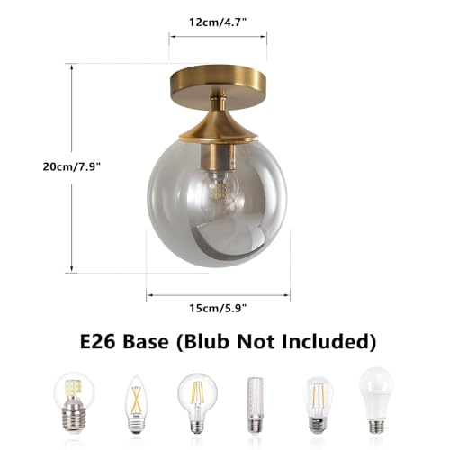 KCO Lighting Mid Century Brass 5.9” Smoke Gray Glass Globe Ceiling Light by KCO - Used condition - Image 2