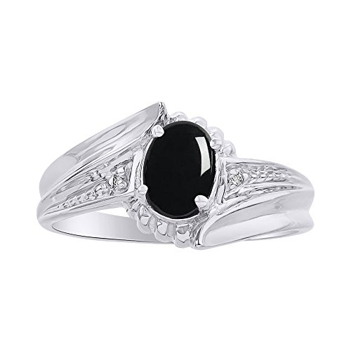 Ensemble de bagues argent et diamants avec onyx coloré comme cadeau d'anniversaire