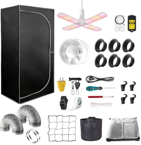 48"x48"x80" Grow Tent Kit Complete 4x4 ft High Reflective Mylar Indoor Grow Tent +Portable Full Spectrum LED Grow Light Combo Hydroponics Indoor Plant Growing Tent Room (Grow Tent Kit)