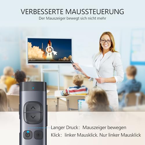 Norwii N97 TV Bildschirm Präsentation Clicker für Powerpoint Präsentationen, Powerpoint Clicker, Präsentation Rremote, Bluetooth Wireless Presenter, Digital Pointer für TV Bildschirm