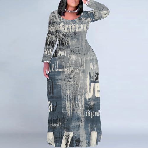 Image of PinkPatty Women's Plus Size Long Sleeve Maxi Dresses T Shirt Boho Sundress Fall Dress with Pockets