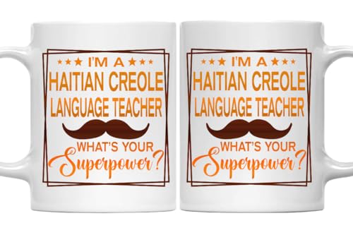 MONIZILUCKY Haitian Creole Language Teacher Coffee Mug - Funny Haitian Creole Language Teacher Gift - 11oz White Ceramic Cup for Work Office, Coworker, Birthday, Christmas, Retirement