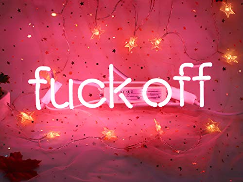 Neon Signs Fuck Off, Neon Sign Pink Neon Lights Neon Light Sign Real Glass Neon Signs Custom Neon Words for Wall Bedroom Room Party Christmas Halloween Decor