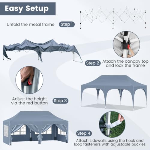 Image of Tangkula 10 x 20 ft Pop Up Canopy with 6 Removable Sidewalls
