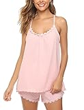 【Tela de alta calidad】Este Pijama de Verano para Mujer está hecho de 95% poliéster, 5% elastano. El tejido es suave, ligero y cómodo, con excelente transpirabilidad y caída, perfecto para dormir en casa.