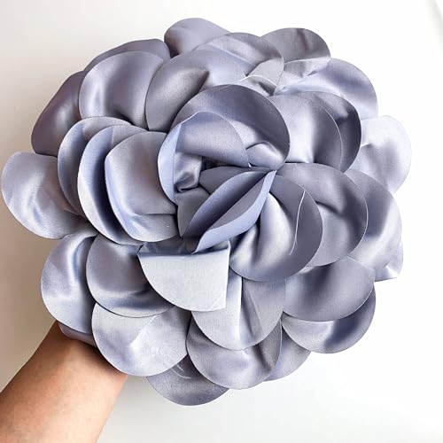 Image of Heyiwell Large Satin Fabric flower for Brooch Pin Wedding Party Dance Dress Suit Clothes Head Hair Accessories DIY Decor 9.45 inchInch