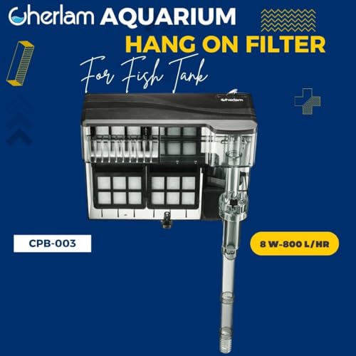 Image of Cherlam (8 Watts | Suitable For 3.5 Feet Tank) Ultra Quiet Premium Hang On Back Filter For Planted Aquarium Fish Tank With Surface Skimmer By Petzlifeworld