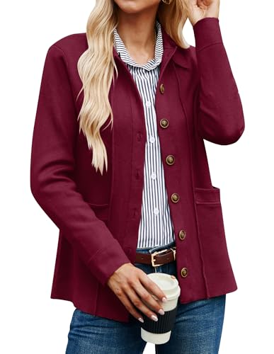 GRACE KARIN Women's Open Front Sweater Blazer Collared Cardigan Sweater