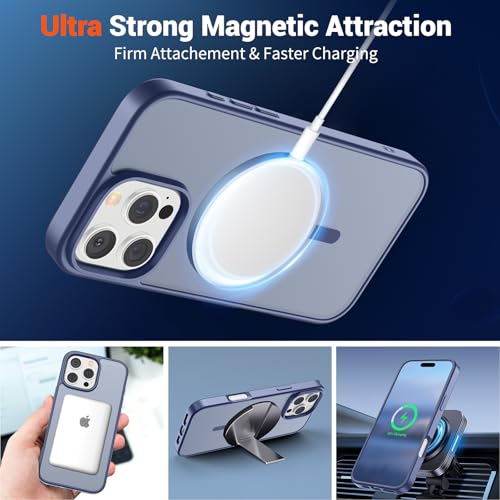 Image of SUPFINE Magnetic for iPhone 16 Pro Case (Compatible with MagSafe) (Military Grade Drop Protection) Slim Translucent Matte Shockproof with Anti-Fingerprint Phone Case,Lavender Gray