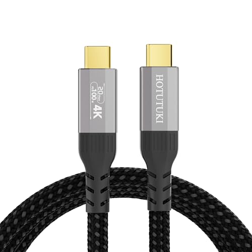 HOTUTUKI USB C auf USB C Kabel 2m - 20Gbps Datenübertragung usb 3.2 PD 3.1 100W 5A 4K@120Hz 5K@60Hz Thunderbolt 4/3 Kompatibel für Handy video Monitor VR Externe SSD