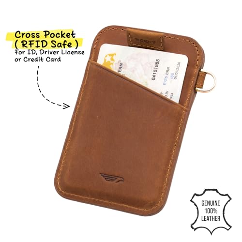 Image of POCKT Elastic Card Holder Wallet for Women and Men, Genuine Leather Slim RFID Blocking Front Pocket Credit Card Holder, Cute Small Minimalist Wallet | Season