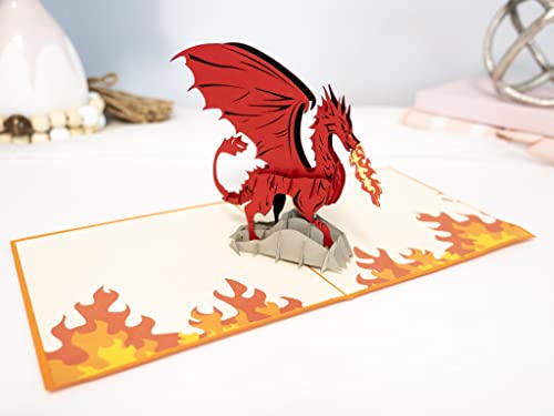 Image of Rykamia Dragon Pop Up Card, Blank Dragon Card With Envelop, Year of Dragon Card 2024, Dragon Birthday Card, Pop Up Card for Boyfriend, Card for Dad, Dragon Gift, Dragon Thank You Card, D&D Card Pop Up