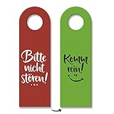 trendaffe Nicht stören oder Komm rein Türhänger mit lachendem Gesicht in Rot-Grün Zimmer